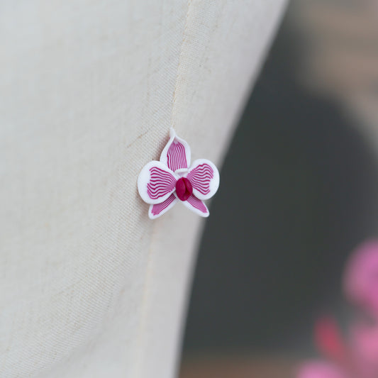 White Orchids with purple Strips Earrings • Modern earrings • Gold filled earrings • Sterling Silver earrings • Summer 2023